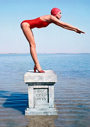 Jerry Hall in USSR by Norman Parkinson